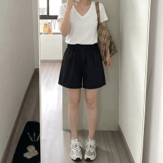 批发大码美式黑色短<b class='q'>裤</b>女外穿夏季2026新款休闲阔腿<b class='q'>裤</b><b class='q'>高腰</b>显瘦热<b class='q'>裤</b>子潮