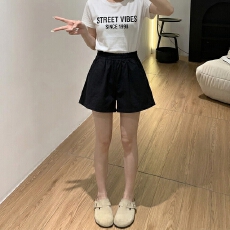 批发大码遮胯<b class='q'>高腰</b>工装阔腿短裤女夏季2026新款宽松显瘦休闲裤黑色<b class='q'>热裤</b>