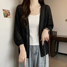 批发<b class='q'>大码</b>胖mm慵懒风防晒针织开衫女薄款夏季外搭披肩宽松叠穿罩衫上衣