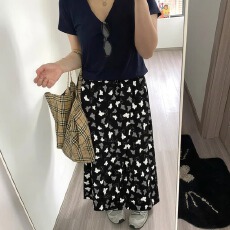 批发开叉设计感印花半身裙<b class='q'>裤</b>女夏季新款大码胖mm宽松显瘦遮胯阔腿<b class='q'>裤</b>子