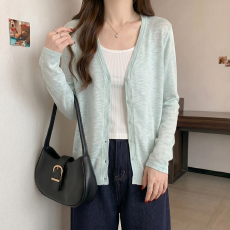 批发冰丝防晒针织开衫女<b class='q'>大码</b>胖MM2026夏季透气薄款空调衫宽松显瘦外套