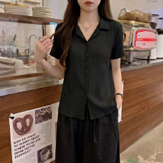 批发大码polo领正肩短袖t恤女夏季新款<b class='q'>胖</b><b class='q'>mm</b>宽松遮肚子显瘦肌理感上衣
