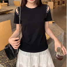 批发大码设计感镂空纯棉短袖t恤女2026夏季新款<b class='q'>胖</b><b class='q'>mm</b>遮肚显瘦减龄上衣