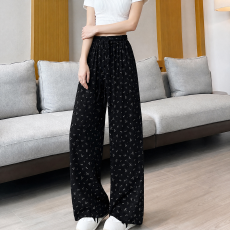 批发2026年夏季薄款碎花休闲裤女<b class='q'>大码</b>胖MM梨形身材小个子直筒阔腿长裤