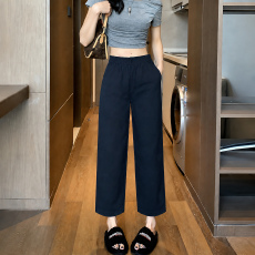 批发复古九分哈伦休闲裤女2026夏季<b class='q'>大码</b>胖mm小个子遮肉显瘦直筒九分裤