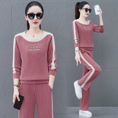 批发休闲运动<b class='q'>套装</b>女2026春秋新款洋气减龄<b class='q'>妈妈</b>圆领休闲服卫衣两件套潮