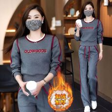 批发高含棉休闲圆领卫衣套装女2025年秋<b class='q'>冬</b>新款时尚洋气阔腿裤两件套潮