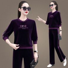 批发<b class='q'>金丝</b><b class='q'>绒套装</b>女春秋2026时尚洋气高级感卫衣慵懒风休闲两件套运动服