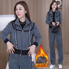 批发官图  时尚加绒加厚休闲套装女2025冬季新款立领卫衣<b class='q'>阔腿裤</b>两件套
