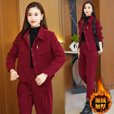 批发官图  加绒加厚休闲套装女2025年秋冬季<b class='q'>新款</b>显瘦开衫<b class='q'>运动服</b>两件套
