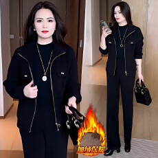 批发立领加绒外套女2025秋冬<b class='q'>新款</b>时尚拼接显瘦保暖<b class='q'>运动服</b>套装一整套