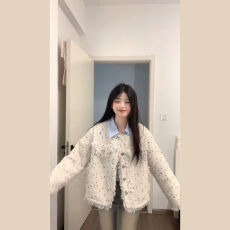 批发法式彩色波点小香风外套女春季韩版宽松<b class='q'>休闲</b>百搭夹克上衣