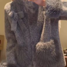 批发法式新款复古外套毛呢<b class='q'>秋</b>季蝴蝶结减龄<b class='q'>秋</b>冬季小个子毛毛呢子灰色