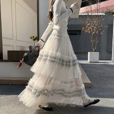 批发重工多层次<b class='q'>网纱</b>蓬蓬蛋糕裙春秋款法式中长款半身裙时尚气质a字裙