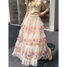 批发高端气质彩色<b class='q'>网纱</b>裙女装2026新款中长款仙女A字半身裙蓬蓬蛋糕裙
