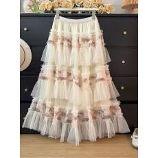 批发高端气质彩色<b class='q'>网纱</b>裙女装2026新款中长款仙女A字半身裙蓬蓬蛋糕裙