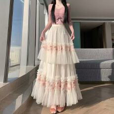 批发温柔甜美<b class='q'>网纱</b>百褶裙蛋糕半身裙女2026春夏高腰显瘦遮胯a字大摆裙