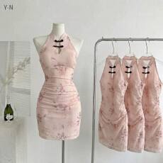 批发新风尚国风印花连衣裙青年国潮2026夏季<b class='q'>复古</b>宫廷风