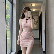 批发新风尚国风印花连衣裙青年国潮2026夏季<b class='q'>复古</b>宫廷风