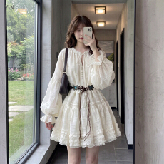 批发收腰灯笼新款克莱蒙2026春夏<b class='q'>甜美</b>连衣裙长袖氛围法式气质短裙