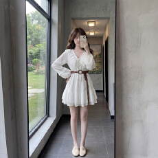 批发时尚新款柔软舒适波西米亚<b class='q'>白色</b>长袖衬衫连衣裙子女夏季海边度假风