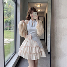 批发新中式改良复古修身小众简约超仙温柔<b class='q'>可爱</b>旗袍短款<b class='q'>连衣裙</b>