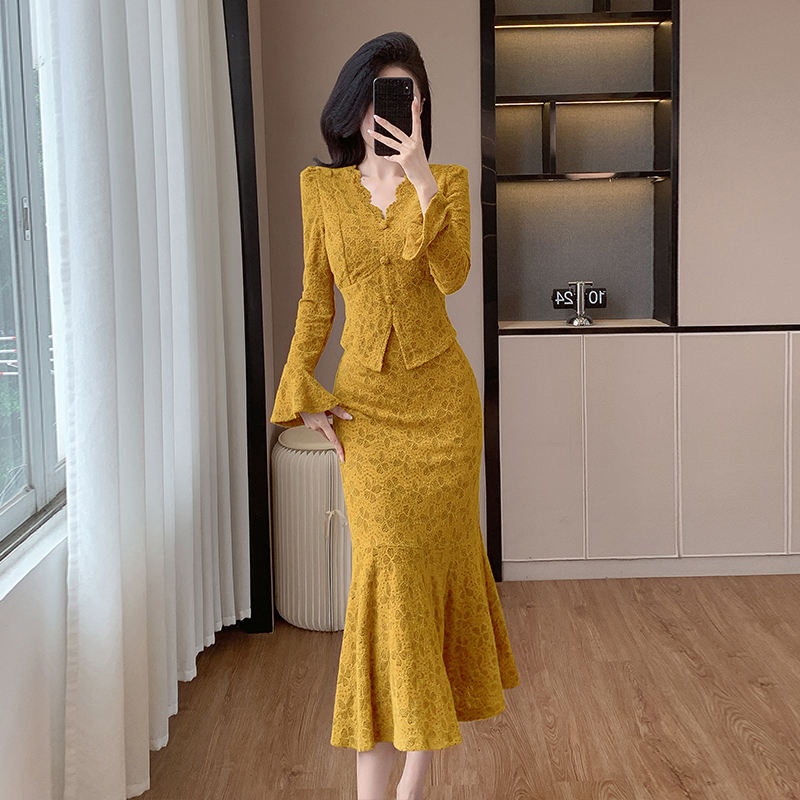 MY16842# 新款优雅气质套装裙小香风显瘦两件套连衣裙女裝貨源服裝批發