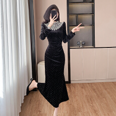 批发外贸 高级感女王范绝美<b class='q'>连衣裙</b>宫廷风重工镶钻晚礼服