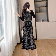 批发外贸 实拍冬季新款气质重工<b class='q'>名媛</b>礼服<b class='q'>套装</b>两件套