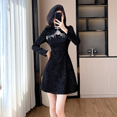 批发外贸 外贸 <b class='q'>中国风</b>流苏气质旗袍裙新中式高腰显瘦红色连衣裙