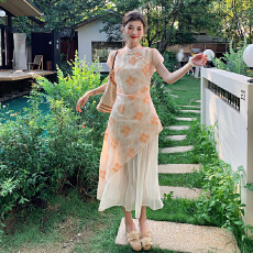 批发外贸 新中式绝美旗袍改良年轻款<b class='q'>高端</b>日常可穿<b class='q'>连衣裙</b>