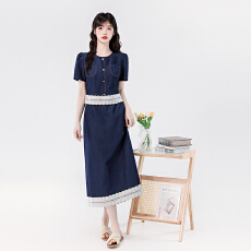 批发外贸 天丝薄款牛仔套装裙夏小香风短外套半身裙两件套