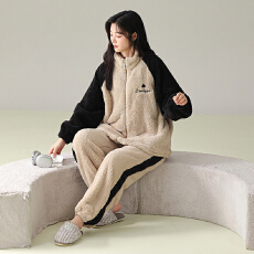 批发冬季睡衣女法兰绒加绒加厚拉链款<b class='q'>大码</b>休闲可外穿保暖家居服套装