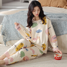 批发春秋季<b class='q'>睡衣</b>女纯棉薄款长袖长裤少女卡通休闲圆领套头家居服套装