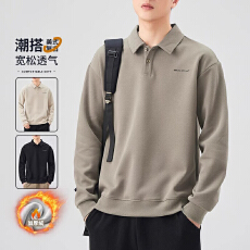 加绒卫衣男款冬季polo衫2025新款男士翻领商务秋冬上衣冬季外套男