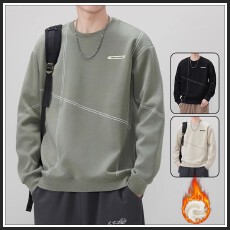 男士卫衣2025秋冬季新款加绒加厚套头圆领长袖衣服男休闲运动上衣