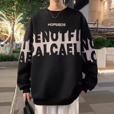 批发美式潮牌大码圆领卫衣男春秋季潮流字母印花长袖上衣宽松套头外套