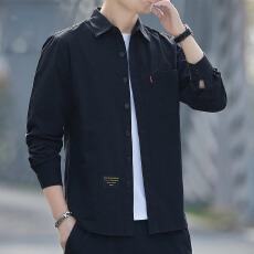 批发长袖衬衫男士<b class='q'>全棉</b>工装外套秋季新款潮流上衣休闲衬衣服男