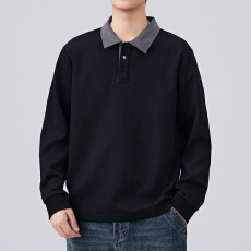 批发美式潮牌长袖POLO衫男2025<b class='q'>秋</b>冬季新款翻领休闲运动卫衣男