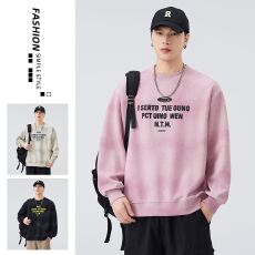 批发宽松潮牌卫衣男秋冬新款百搭圆领长袖衣服休闲宽松印花套头衫上衣