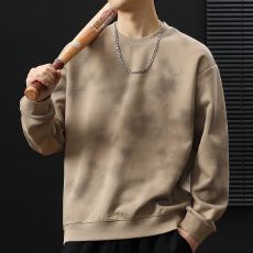 重磅圆领潮牌卫衣男2025新款秋冬季复古扎染男士衣服