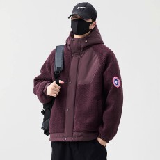 批发羊羔绒夹棉外套男士秋冬季摇粒绒加厚棉衣服冬装连帽颗粒二棉<b class='q'>夹克</b>