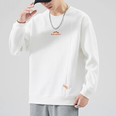 秋冬季圆领卫衣男士2026新款潮牌美式重磅套头简约绣花休闲上衣服