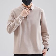批发2026春季新款POLO衫男翻领卫衣男士潮牌宽松美式长袖春装打底上衣