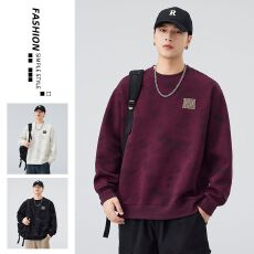 批发春秋季新款卫衣<b class='q'>男</b>潮流圆领套头<b class='q'>体恤</b>衫印花宽松高级感痞帅<b class='q'>男</b>士衣服