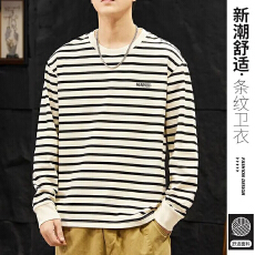 批发男装秋季男士条纹撞色长袖T恤内搭打底衫休闲圆领卫衣男上衣