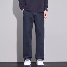 2025新款秋冬季牛仔裤男宽松直筒韩版潮流显高百搭水洗休闲长裤子