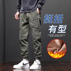 工装束脚休闲裤男宽松束脚拼接运动男裤2025年秋冬季男生哈伦长裤
