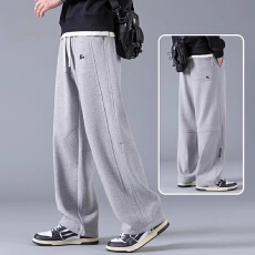 批发卫裤男士宽松直筒初中青少年高中男生秋冬季加绒加厚运动休闲裤子