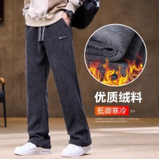 批发冬季加绒加厚运动直筒卫裤<b class='q'>男士</b>灯芯绒男裤子<b class='q'>休闲裤</b>加棉裤2025新款